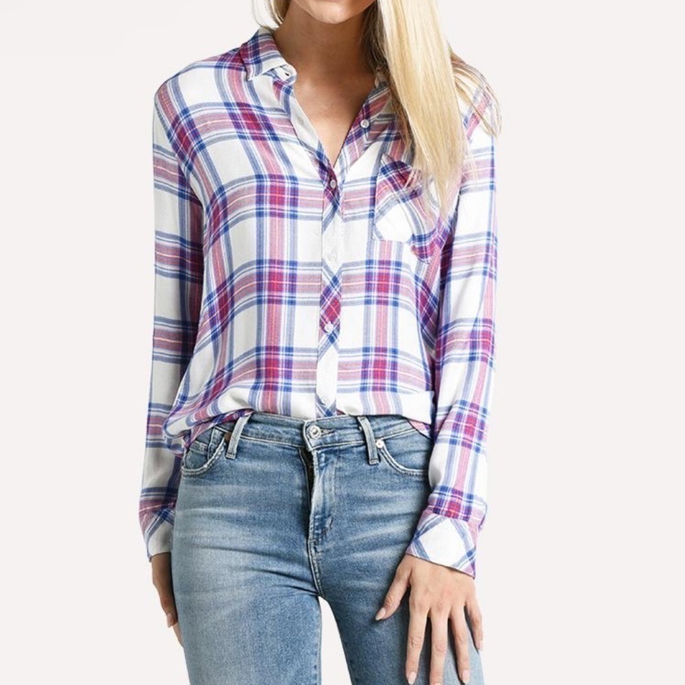 Rails Hunter Plaid Flannel Long Sleeve Button Down Shirt Super Soft Size XS